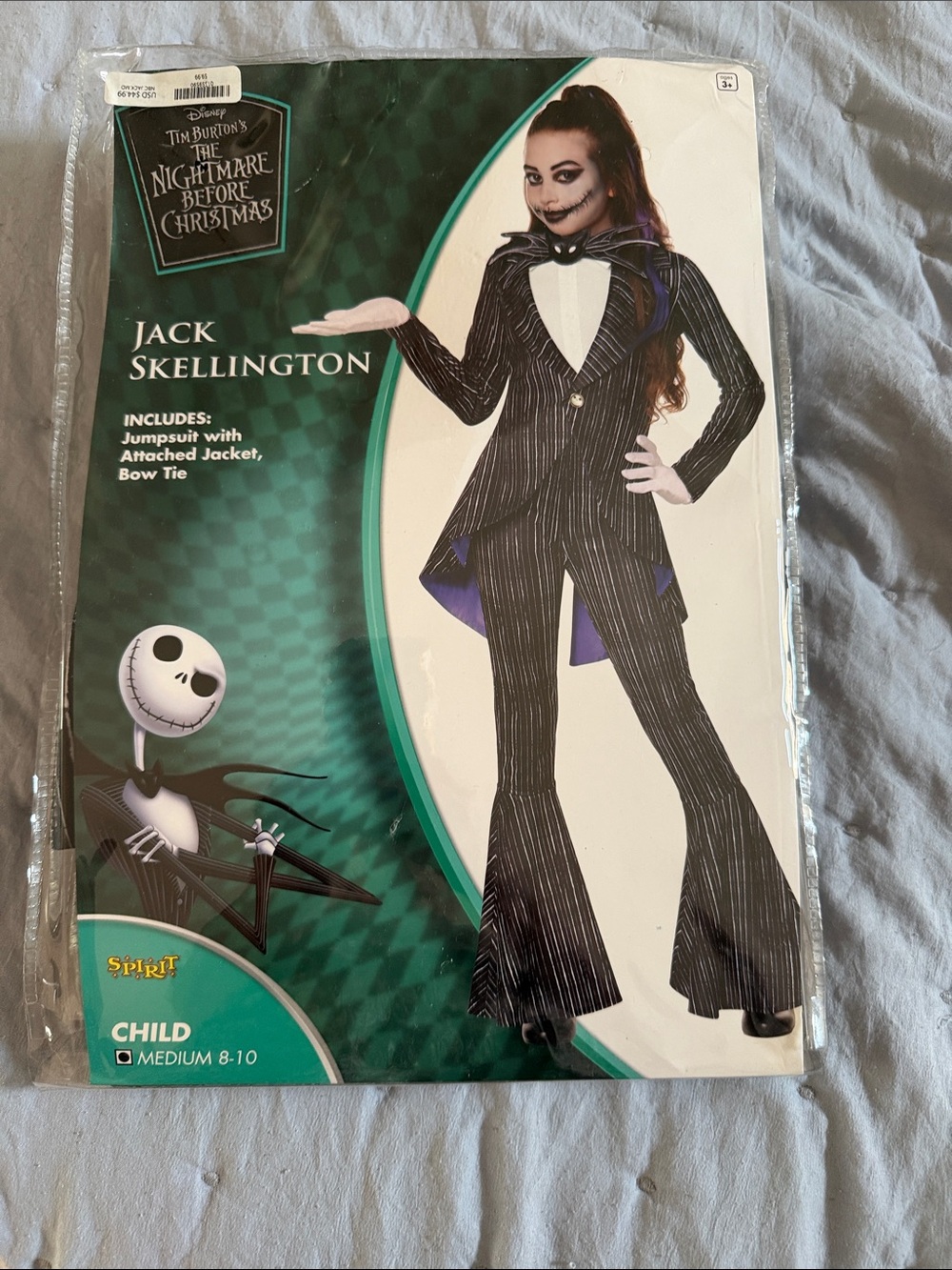 Spirit Halloween Jack Skellington Kids Costume - Black with White Pinstripes